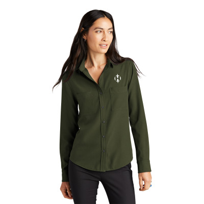 Mercer+Mettle® Women's Stretch Crepe Long Sleeve Camp Blouse